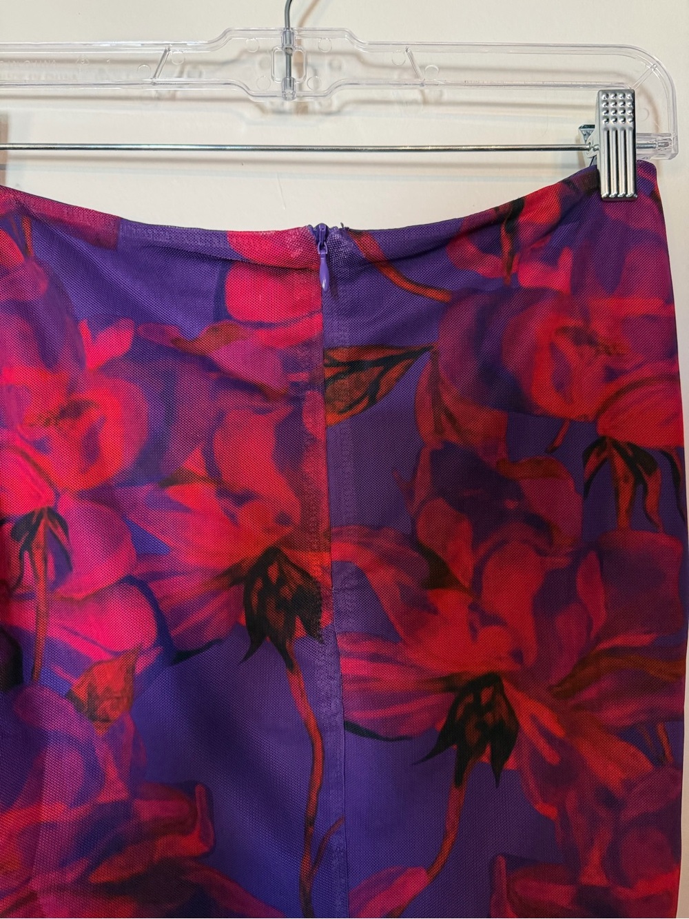 Purple & Red Floral Mini Lace Up Skirt - Picture 6 of 7